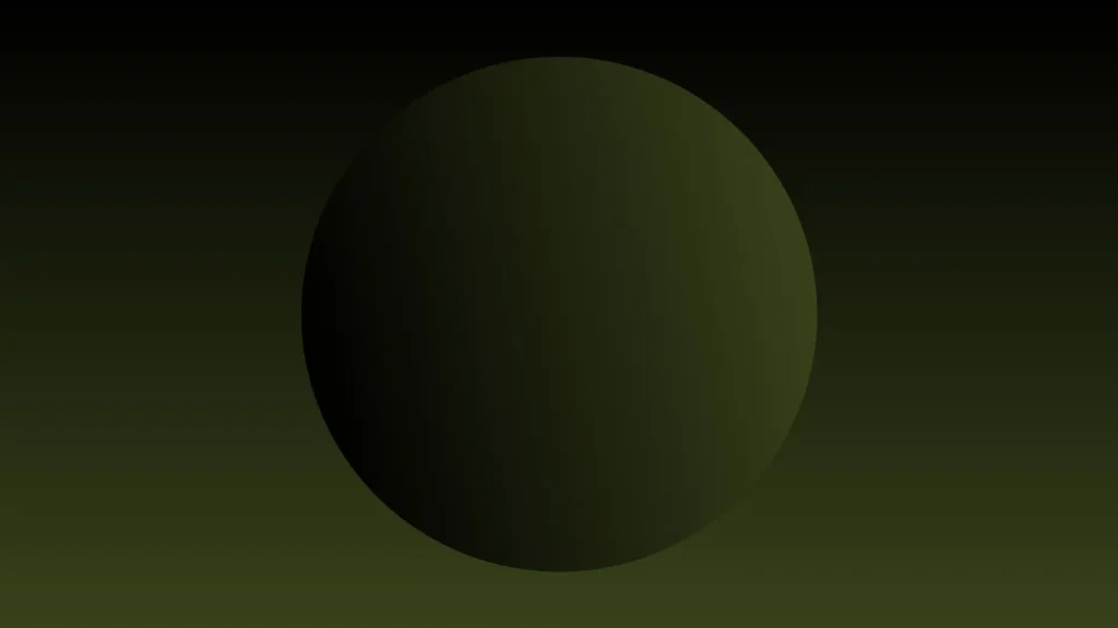 Dark 3D Sphere Background For PowerPoint With A Glowing Olive Orb