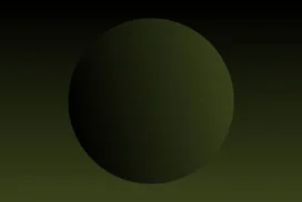Dark 3D Sphere Background For PowerPoint With A Glowing Olive Orb