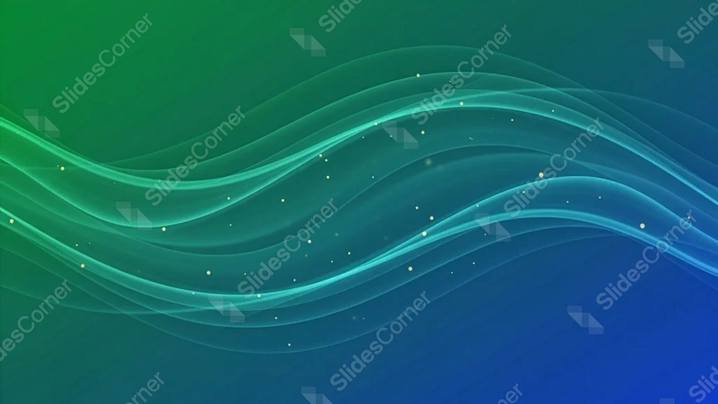 Dark Green Blue Background For Google Slides With Glowing Waves