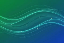 Dark Green Blue Background For Google Slides With Glowing Waves