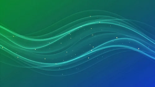 Dark Green Blue Background For Google Slides With Glowing Waves