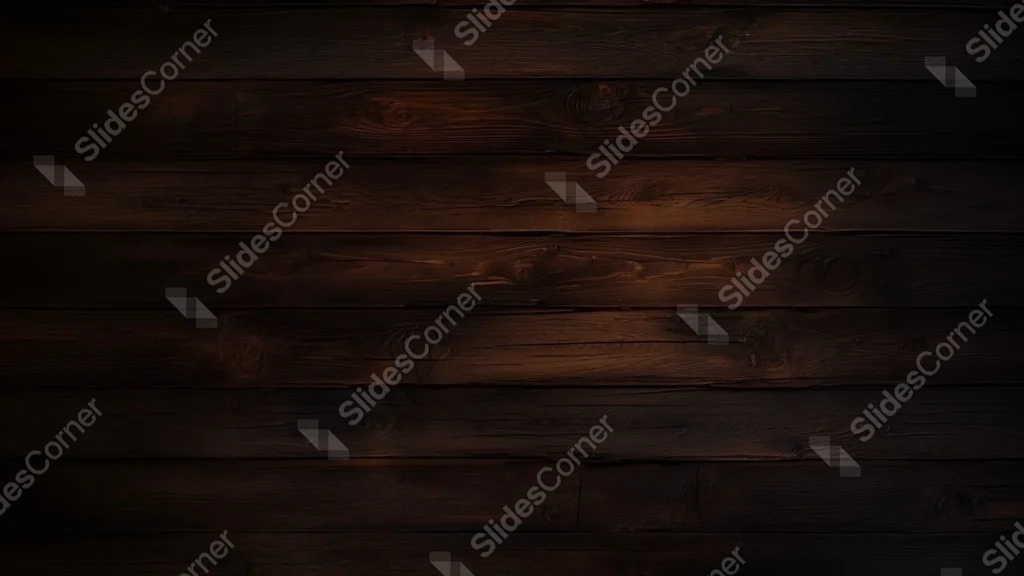 Dark Wood Background For PowerPoint With Walnut Plank Grain