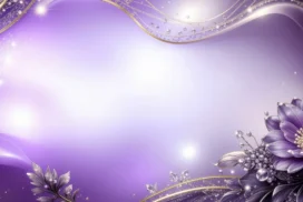 Elegant Purple Floral Background For PowerPoint With Gold And Diamonds