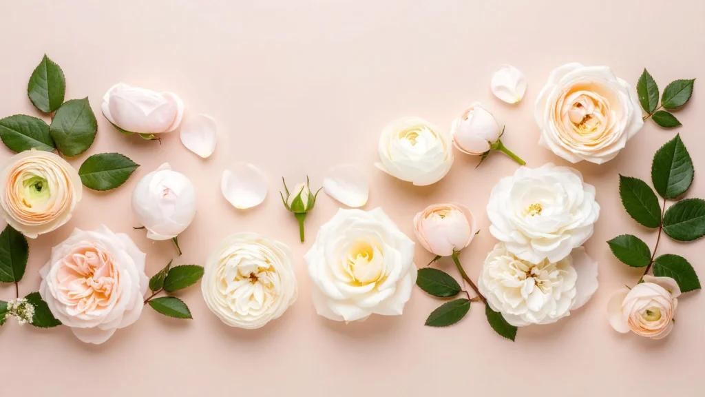 Elegant White Roses Background For PowerPoint