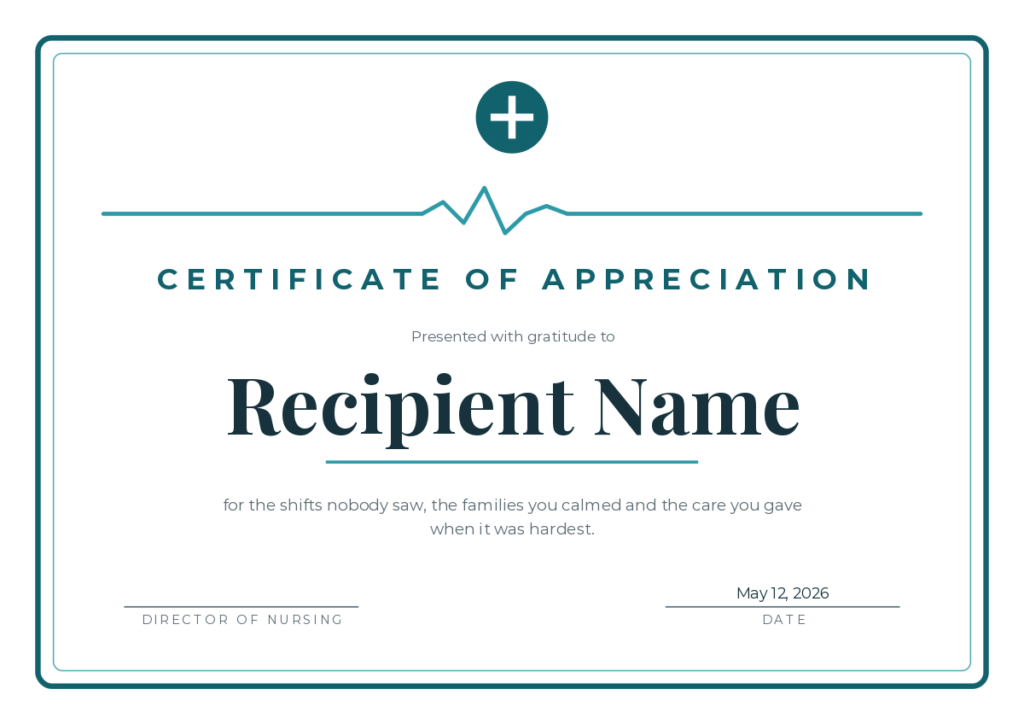 Free Printable Nurse Appreciation Certificate Template