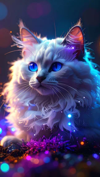 Elemental Fire Cat Neon Wallpaper for Phone – Free 1080×1920 Download