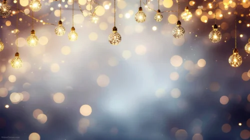Gold Bokeh Lights Background For PowerPoint With Hanging Fairy Bulbs Gold Bokeh Lights Background For PowerPoint With Hanging Fairy Bulbs