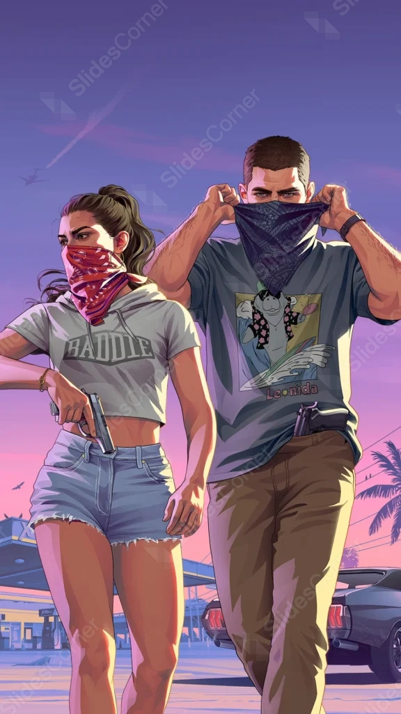 GTA VI Wallpaper Mobile – Jason and Lucia Robbery Scene GTA VI Wallpaper Mobile – Jason and Lucia Robbery Scene