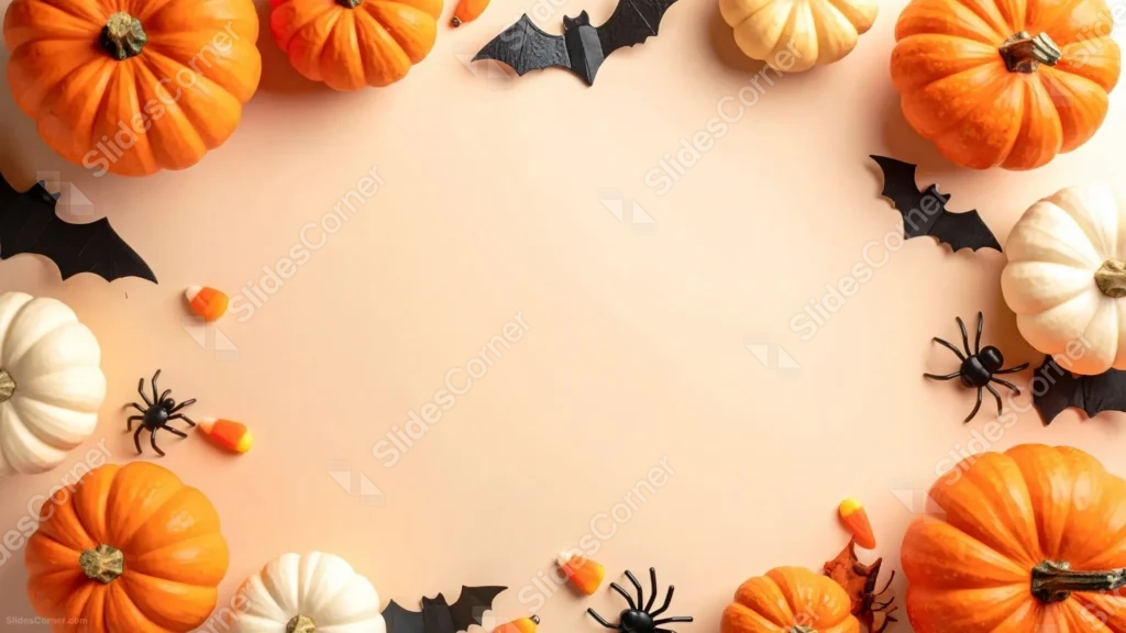 Halloween Background For PowerPoint With Pumpkins, Bats, And Spiders Halloween Background For PowerPoint With Pumpkins, Bats, And Spiders