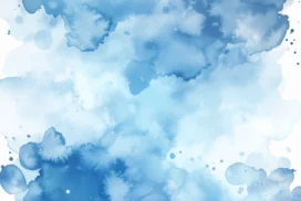 Light Blue Watercolor Background For Google Slides With Ink Cloud Blooms