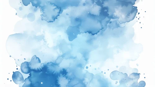 Light Blue Watercolor Background For Google Slides With Ink Cloud Blooms