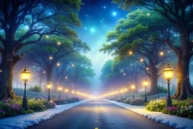 Forest Background For PowerPoint With A Magical Lantern-Lit Road