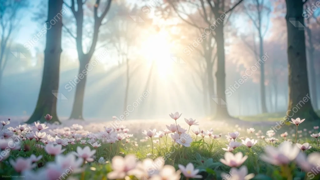 Misty Forest Background For PowerPoint With Foggy Sunbeams Misty Forest Background For PowerPoint With Foggy Sunbeams