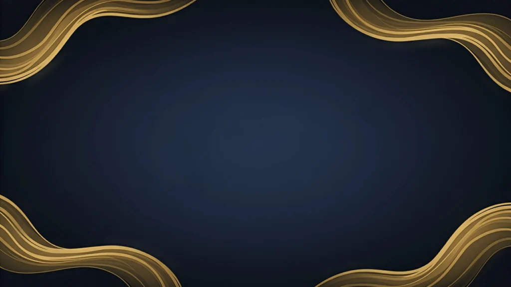 Navy Blue Gold Background For PowerPoint With Ribbon Corners