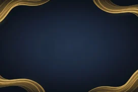 Navy Blue Gold Background For PowerPoint With Ribbon Corners