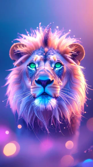 Cosmic Neon Lion Wallpaper for Phone – Free 1080×1920 Download