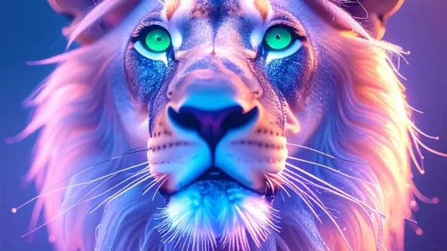 Cosmic Neon Lion Wallpaper for Phone – Free 1080×1920 Download