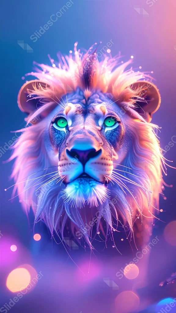Cosmic Neon Lion Wallpaper for Phone – Free 1080×1920 Download