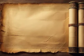 Old Paper Scroll Background For PowerPoint With Tied Parchment Rolls