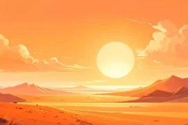Orange Sunset Background For PowerPoint With A Flat Illustrated Desert