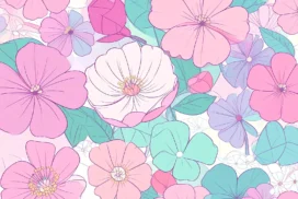 Floral Pattern Background For Google Slides With Pink Mint Blossoms