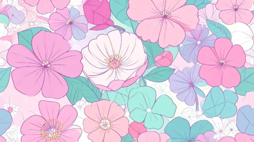 Floral Pattern Background For Google Slides With Pink Mint Blossoms Floral Pattern Background For Google Slides With Pink Mint Blossoms