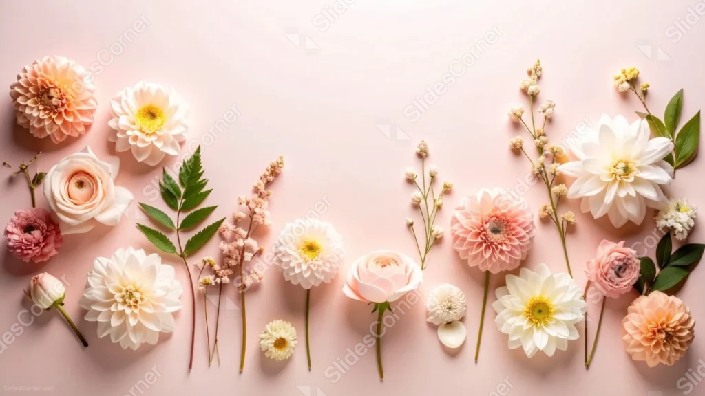 Floral Background For Google Slides With A Blush Pink Flower Arc Floral Background For Google Slides With A Blush Pink Flower Arc