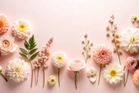 Floral Background For Google Slides With A Blush Pink Flower Arc