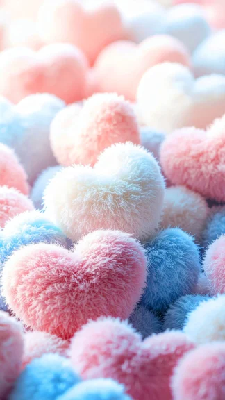 Fluffy Pastel Hearts Texture Wallpaper for Phone – Free 1080×1920 Download