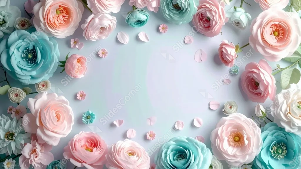 Floral Frame Background For Google Slides With Pastel Roses Floral Frame Background For Google Slides With Pastel Roses