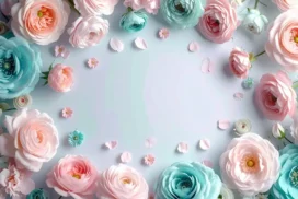 Floral Frame Background For Google Slides With Pastel Roses