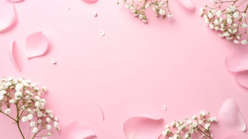 Pink Floral Background For Google Slides With Baby’s Breath And Petals Pink Floral Background For Google Slides With Baby’s Breath And Petals
