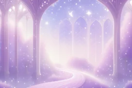 Fantasy Background For Google Slides With A Glowing Purple Castle Path