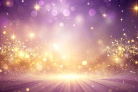 Purple Gold Sparkle Background For PowerPoint With A Rising Light Horizon