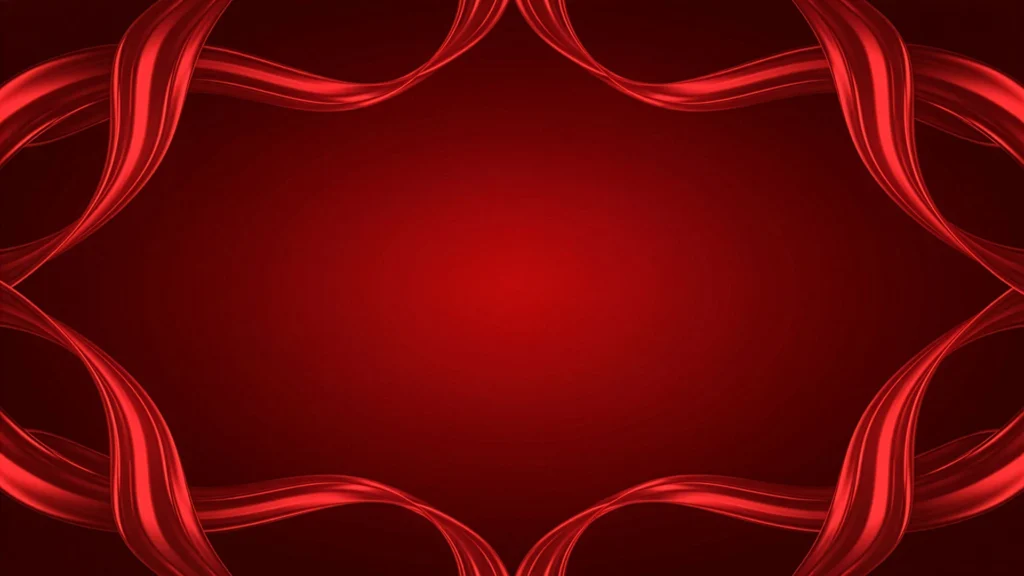 Red Background For PowerPoint With Silk Ribbon Frame