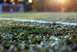 Soccer Field Background For PowerPoint With Macro Grass And Bokeh