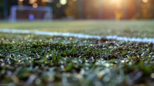 Soccer Field Background For PowerPoint With Macro Grass And Bokeh