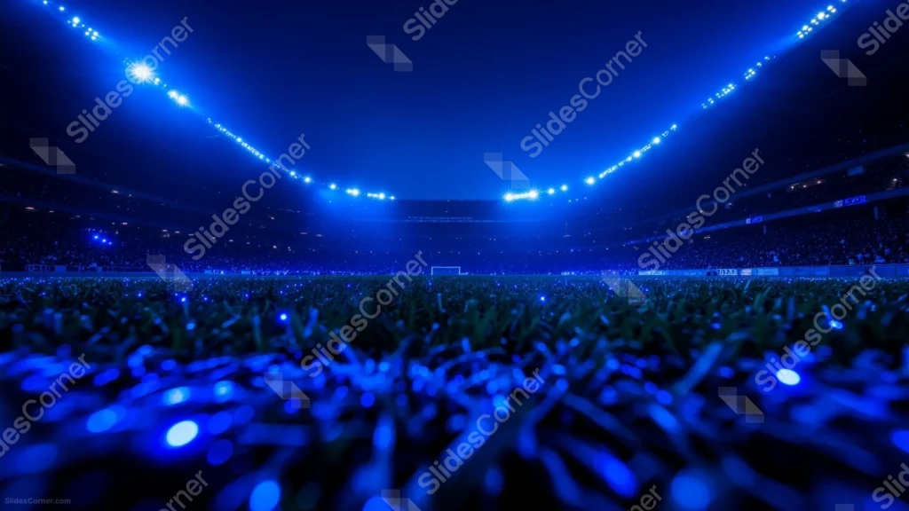 Soccer Stadium Background For PowerPoint With A Sweeping Floodlight Arc Soccer Stadium Background For PowerPoint With A Sweeping Floodlight Arc