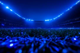 Soccer Stadium Background For PowerPoint With A Sweeping Floodlight Arc
