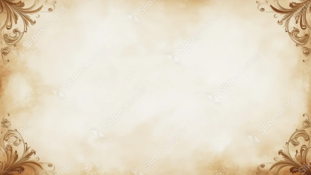 Old Paper Background For PowerPoint With Delicate Scrollwork Corners Old Paper Background For PowerPoint With Delicate Scrollwork Corners