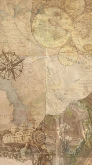 Vintage Steampunk Map Train Wallpaper for Phone – Free 1080×1920 Download