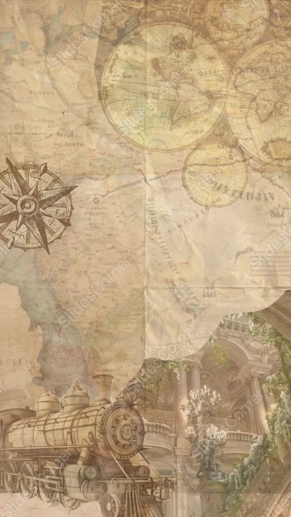 Vintage Steampunk Map Train Wallpaper for Phone – Free 1080×1920 Download
