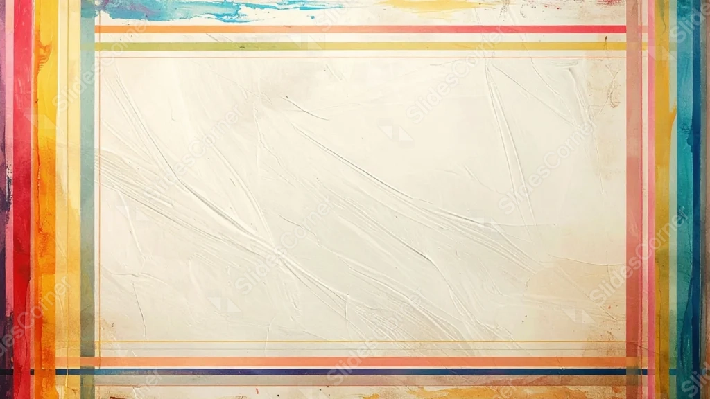 Vintage Paper Frame Background For Google Slides With Rainbow Stripes