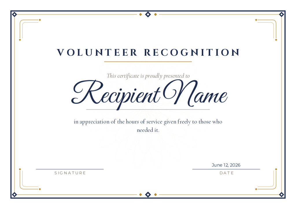 Free Printable Volunteer Recognition Certificate