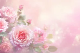 Watercolor Roses Background For PowerPoint With A Bright Pink Bokeh Glow