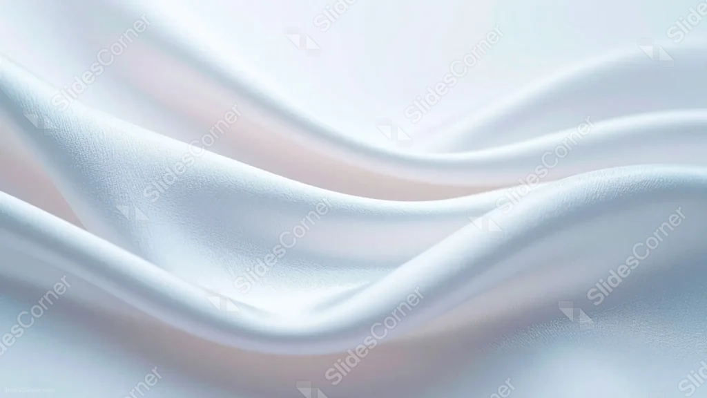 White Silk Background For PowerPoint With Close-Up Satin Waves