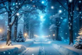 Winter Background For PowerPoint With A Glowing Snowy Forest Path