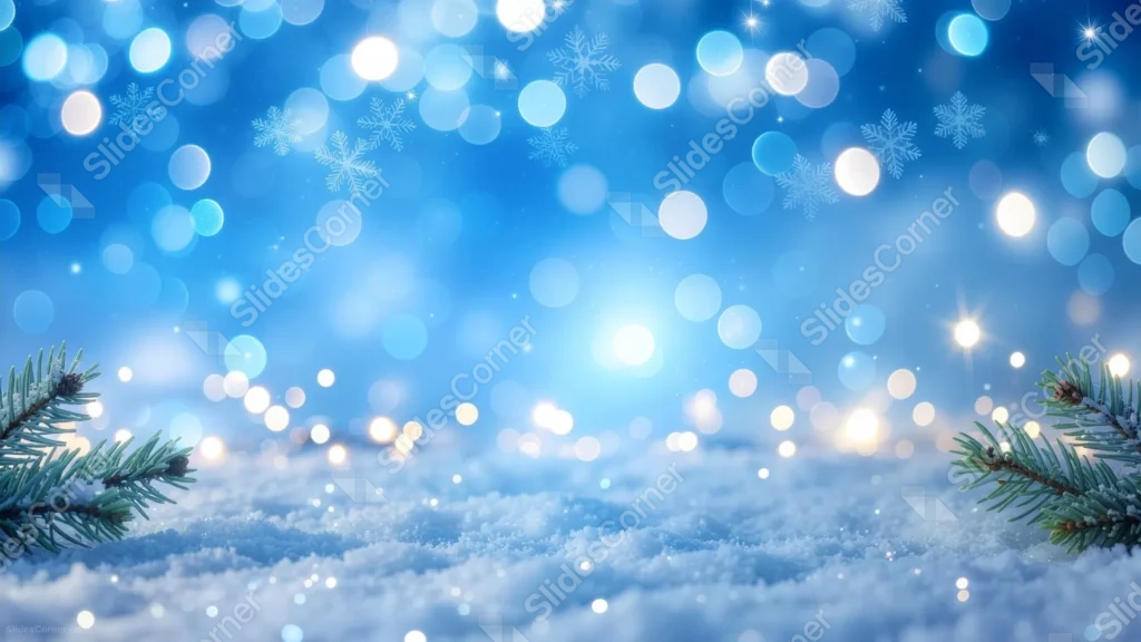 Winter Christmas Background For Google Slides With Frosted Pine Branches Winter Christmas Background For Google Slides With Frosted Pine Branches