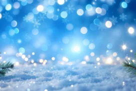 Winter Christmas Background For Google Slides With Frosted Pine Branches