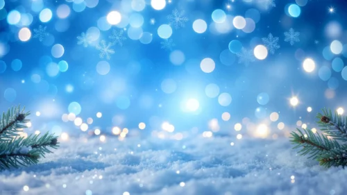 Winter Christmas Background For Google Slides With Frosted Pine Branches Winter Christmas Background For Google Slides With Frosted Pine Branches